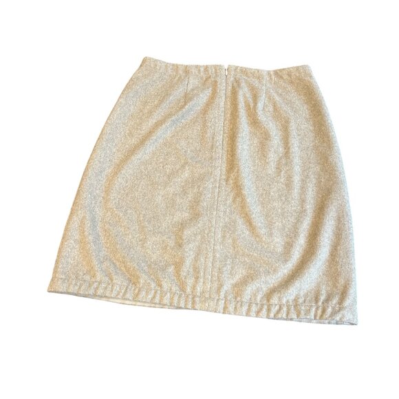 ANN TAYLOR Wool Skirt Sz 6 Taupe Cream Back Zip Front Pockets Knee Length - Picture 4 of 13